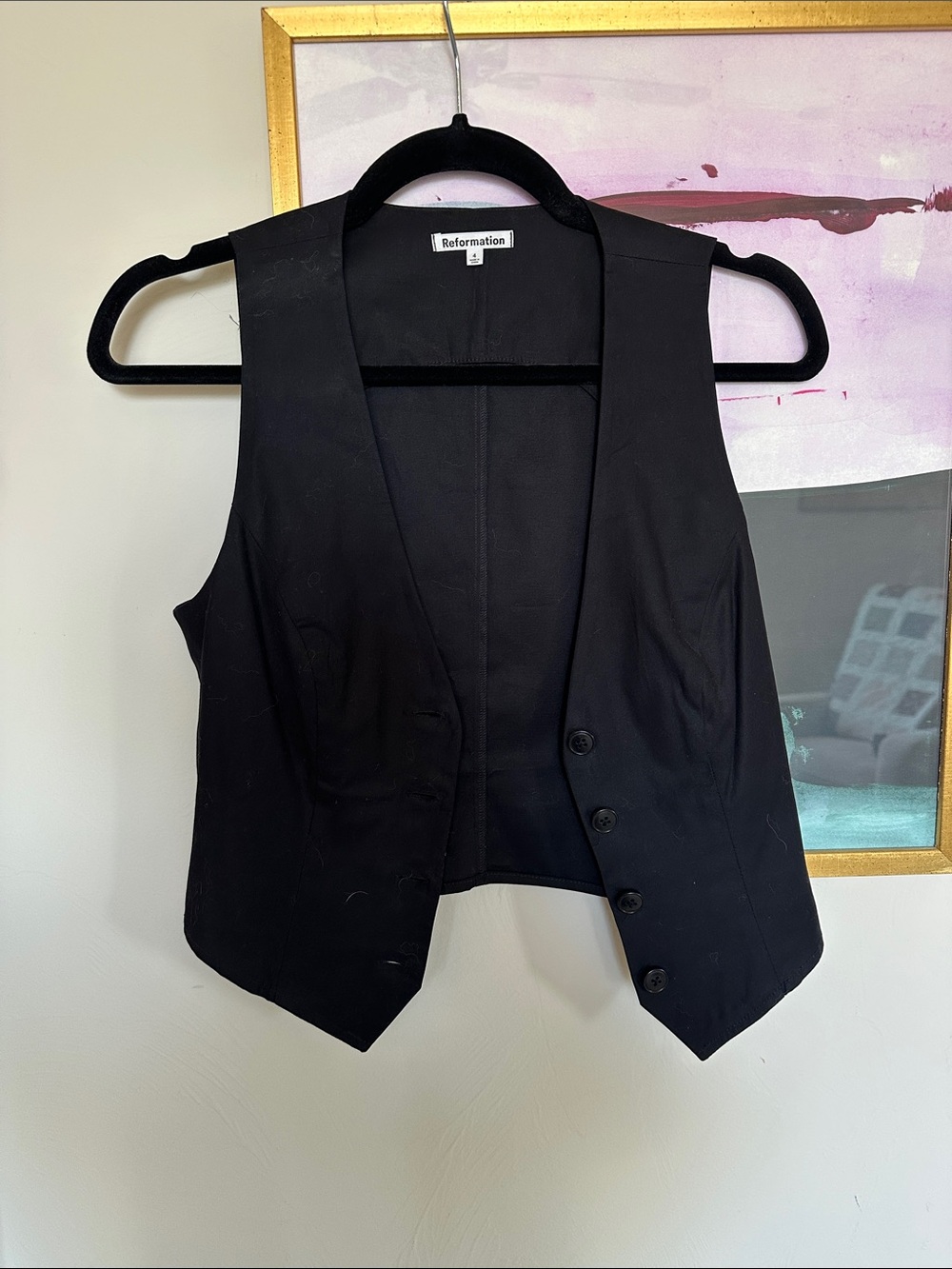 Reformation Black Structured Button Vest